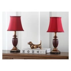 (Set of 2) 17" Hermione Urn Lamp Red (Includes CFL Light Bulb) - Safavieh