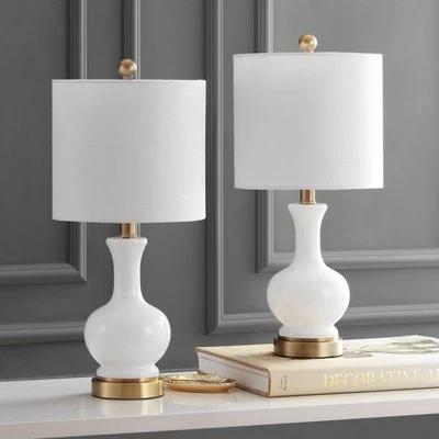 JONATHAN Y 22" (Set of 2) Cox Glass/Metal Table Lamp (Includes Energy Efficient Light Bulb) - JONATHAN Y Navy 4 JONATHAN Y 22" (Set of 2) Cox Glass/Metal Table Lamp (Includes Energy Efficient Light Bulb) - JONATHAN Y Navy - Image 2