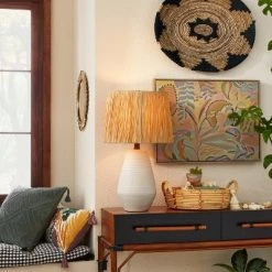 Opalhouse Designed With Jungalow Ceramic Table Lamp with Natural Shade Cream (Includes LED Light Bulb) - Opalhouse™ designed with Jungalow™