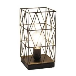 Metal Geometric Square Table Lamp Black - Simple Designs