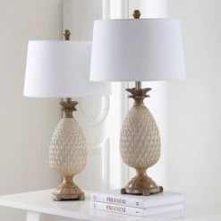 Set of 2 Briar Table Lamp (Includes LED Light Bulb) Antique Cream/Brown - Safavieh
