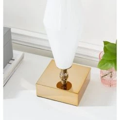 Olivia & May Modern Glass and Iron Tapered Table Lamp - Olivia & May