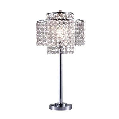26" Antique Metal Table Lamp with Crystals and USB Port Silver - Ore International 3 26" Antique Metal Table Lamp with Crystals and USB Port Silver - Ore International