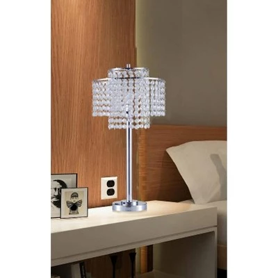 26" Antique Metal Table Lamp with Crystals and USB Port Silver - Ore International 4 26" Antique Metal Table Lamp with Crystals and USB Port Silver - Ore International - Image 2