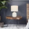15.25" Textured Ceramic Accent Table Lamp with Linen Shade (Includes LED Light Bulb) White - Cresswell Lighting -Loca Table Lamps Store unnamed file 705