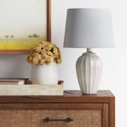 Small Ribbed Wood Lamp Base Brown - Threshold™