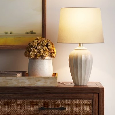 Small Ribbed Wood Lamp Base Brown - Threshold™ 4 Small Ribbed Wood Lamp Base Brown - Threshold™ - Image 2