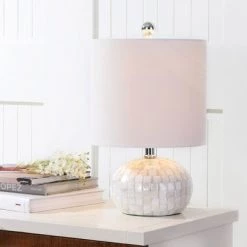 JONATHAN Y 16" Wilson Seashell Table Lamp White (Includes LED Light Bulb) - JONATHAN Y