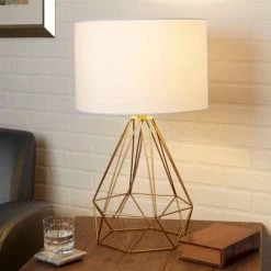 10" Celeste Wire Prism Silverwood Table Lamp (Includes CFL Light Bulb) Gold - Decor Therapy