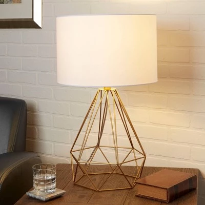 10" Celeste Wire Prism Silverwood Table Lamp (Includes CFL Light Bulb) Gold - Decor Therapy 3 10" Celeste Wire Prism Silverwood Table Lamp (Includes CFL Light Bulb) Gold - Decor Therapy