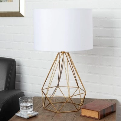 10" Celeste Wire Prism Silverwood Table Lamp (Includes CFL Light Bulb) Gold - Decor Therapy 4 10" Celeste Wire Prism Silverwood Table Lamp (Includes CFL Light Bulb) Gold - Decor Therapy - Image 2