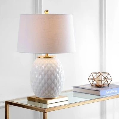 JONATHAN Y 25.5" Glass/Metal Diamond Table Lamp (Includes Energy Efficient Light Bulb) - JONATHAN Y White 3 JONATHAN Y 25.5" Glass/Metal Diamond Table Lamp (Includes Energy Efficient Light Bulb) - JONATHAN Y White