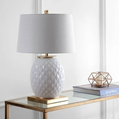 JONATHAN Y 25.5" Glass/Metal Diamond Table Lamp (Includes Energy Efficient Light Bulb) - JONATHAN Y White 4 JONATHAN Y 25.5" Glass/Metal Diamond Table Lamp (Includes Energy Efficient Light Bulb) - JONATHAN Y White - Image 2
