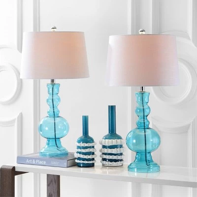 JONATHAN Y 28.5" (Set of 2) Genie Glass Table Lamps (Includes LED Light Bulb) - JONATHAN Y Aqua 3 JONATHAN Y 28.5" (Set of 2) Genie Glass Table Lamps (Includes LED Light Bulb) - JONATHAN Y Aqua