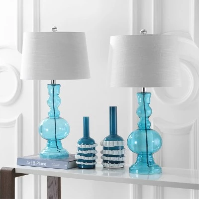 JONATHAN Y 28.5" (Set of 2) Genie Glass Table Lamps (Includes LED Light Bulb) - JONATHAN Y Aqua 4 JONATHAN Y 28.5" (Set of 2) Genie Glass Table Lamps (Includes LED Light Bulb) - JONATHAN Y Aqua - Image 2