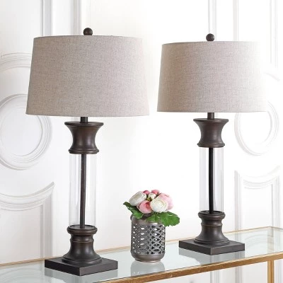 JONATHAN Y 32" (Set of 2) Hunter Metal/Glass Table Lamp (Includes Energy Efficient Light Bulb) - JONATHAN Y Gold 4 JONATHAN Y 32" (Set of 2) Hunter Metal/Glass Table Lamp (Includes Energy Efficient Light Bulb) - JONATHAN Y Gold - Image 2