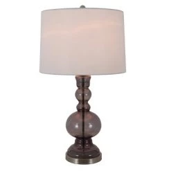29" x 16" Glass Sadie Sculpted Table Lamp Smoke Translucent - Decor Therapy