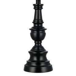 27" 3-Way Decorative Metal Table Lamp with Linen Shade (Includes LED Light Bulb) Black - Cresswell Lighting