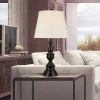 27" 3-Way Decorative Metal Table Lamp with Linen Shade (Includes LED Light Bulb) Black - Cresswell Lighting -Loca Table Lamps Store unnamed file 968